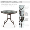 6 Pieces Outdoor Dining Set for 4 with Umbrella Patio Outdoor Furniture Set with Round Table 4 Folding Chairs Grey
