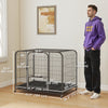 43 Inch Heavy Duty Dog Crate, Extra Large Metal Dog Cage with Lockable Wheels and Removable Tray