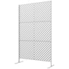 6.5FT Decorative Outdoor Divider, Metal Privacy Screen with Stand, Triangle Style, White