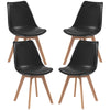 Modern Dining Table Chairs Set of 4, Rubber Wood Kitchen Table Chairs with PU Leather Cushion for Living Room, Bedroom, Black