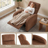 Corduroy Home Theater Seating, Push Back Recliner Chair with Padded Seat for Living Room, Brown
