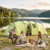 6 Person Camping Tent with Porch, Large Family Tent with 2 Bedroom and Living Room, Light Green