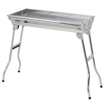 Stainless Steel Charcoal BBQ Grill, Portable Barbecue Grill with Handles for Outdoor, Cooking, Camping, Picnic