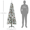 6 Foot Pencil Snow Flocked Artificial Christmas Tree with 600 Pine Realistic Branches, Pine Cones, Red Berries, Auto Open, Green