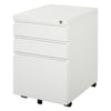 3 Drawer Filing Cabinet, Lockable Office Storage Cabinet on Wheels for Legal, Letter, A4 Files, White