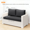 2 Seater Outdoor Seat Cushions with Backrest, Loveseat Double Sofa Outdoor Furniture Cushions, Black