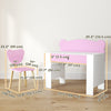 Qaba Kids Desk and Chair Set with Drawer for Drawing, Reading, Bear Theme Children Furniture for Bedroom, Daycare, Pink