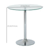 Round Dining Table, Modern Pub Table with Tempered Glass Top, Galvanized Metal Base, Small Dining Table, Silver