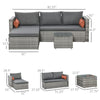 3-Piece Patio Furniture Set Modern Sectional Sofa Rattan Chair Wicker Conversation Set Outdoor Hand Woven Rattan Wicker Furniture Patio Coffee Table Sofa Set, Grey