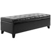 Storage Ottoman Bench, Foot Rest with Solid Wood Legs, 51 Inches PU Leather Storage Chest for Living Room