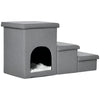 Dog Ramp with Storage Boxes and Condo, 3-step Pet Stairs for High Beds and Couch with Washable Plush Cushion