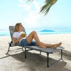 Folding Lounge Chair, Adjustable Chaise Lounge with Headrest, Reclining Lounger Cot for Camping, Hiking, Light Grey