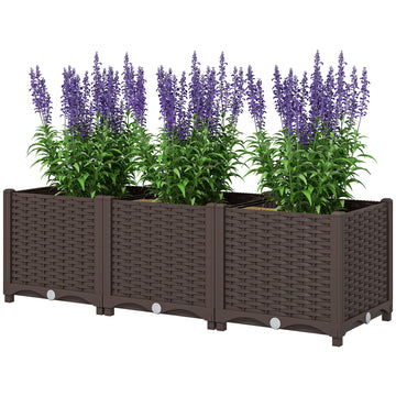 Plastic Raised Garden Bed, Outdoor Planter Box with Drainage Holes for Patio, Balcony, 47.2