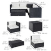 6 Pieces Patio Furniture Set with Cushion, Outdoor PE Rattan Wicker Sectional Conversation Furniture Sofa with Storage Table and Coffee Table, Beige