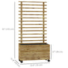 Wooden Planter with Trellis, Raised Garden Bed with 4 Wheels for Climbing Plants, 30