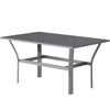 Outdoor Side Table with Slatted Tabletop, Metal Patio Coffee Table for Garden, Balcony, Dark Grey