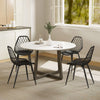 Modern Dining Chairs Set of 4, Plastic Kitchen Chairs with Hollow Backrest and Metal Legs for Living Dining Room, Black