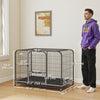 48 Inch Heavy Duty Dog Crate, Large Metal Dog Cage with Lockable Wheels and Removable Tray