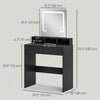 Makeup Vanity Desk with Mirror and LED Lights, for Bedroom, Modern Dressing Table with Drawers, Compartments, Black