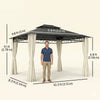 10' x 12' Outdoor Gazebo Canopy, Double Roof Hardtop Gazebo with Polycarbonate Roof, Steel Frame, Nettings and Curtains, for Garden, Lawn, Backyard and Deck, Beige