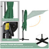 8' x 8' Square Cantilever Umbrella with 360° Rotation, Aluminum Outdoor Cantilever Market Parasol with Crank & Tilt, Garden Sun Canopy Shelter with Cross Base, Green