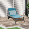 Outdoor Lounge Chair, 5-Position Tanning Chair with Wheels, Headrest, Aluminum Frame for Poolside, Beach, Blue