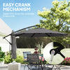 10FT Cantilever Patio Umbrella with 8 Ribs, Offset Patio Umbrella with Cover and Wind Ropes for Garden, Yard, Dark Grey