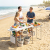 Fish Cleaning Table Folding Sink Portable Camping Sink with Side Shelf & Bottom Rack for Outdoor White
