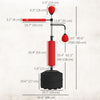 Soozier 4-in-1 Free Standing Punching Bag, Height Adjustable Boxing Bag with 2 Speed Balls, 360° Reflex Bar, Red