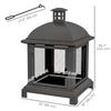 Wood-Burning Fire Pit, Chimney Style Firepit with Poker, 26