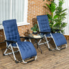 Folding Garden Chairs Set of 2, Reclining Zero Gravity Chair, Sun Lounger with Cushion and Headrest, Dark Blue