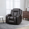Swivel Massage Recliner Chair Rocker, Overstuffed Manual Reclining Sofa, PU Leather Rocking Chair with Side Pockets, Cup Holders, for Living Room, Nursery