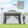 11' x 11' Pop Up Canopy 2-Tier Soft Top Shelter Event Tent w/ Netting Carry Bag for Patio Backyard Garden, Light Grey