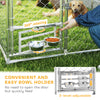 Outdoor Dog Run with Adjustable & Rotatable Bowls, Waterproof UV-Resistant Cover, Escape-Proof Lock, 13.1' x 7.5' x 7.5'