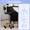 Adjustable Stool, Rolling Stool, 360° Rotate, with Backrest and Wheels, Black