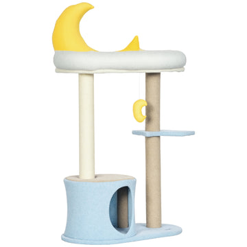Moon Cat Tower for Indoor Cats with Teddy Fleece House Bed Scratching Post Hanging Toy Star Platform 41