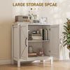 Sideboard Buffet, Kitchen Storage Cabinet with Barn Door and Adjustable Shelves, Storage Pantry, White Wood Grain