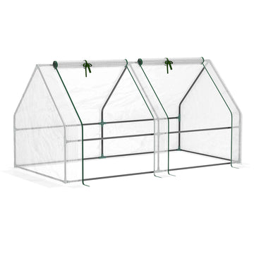 6' x 3' x 3' Portable Tunnel Greenhouse Outdoor Garden Mini with Large Zipper Doors & Water/UV PE Cover White