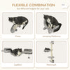 4Pcs Cat Wall Shelf with Scratching Post, Cat Wall Shelves for Relaxing, Climbing, Cat Wall With Soft Ladder, Hammock, Play Balls, Grey