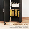 Extendable Dining Table, Collapsible Folding Table w/ 2-tier Shelves and Rolling Casters, Black