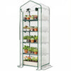 Mini Greenhouse with Screen Roof, Portable Small Greenhouse with Roll-Up Zipper Door, 27.6