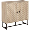 Modern Sideboard, Buffet Cabinet with 2 Chevron Doors and Adjustable Shelf, Kitchen Storage Cabinet with Steel Base, Coffee Bar Cabinet, 31.5