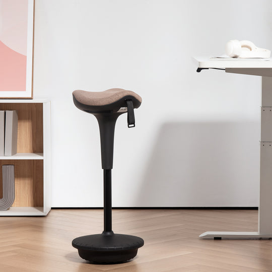 Swivel Standing Desk Chair, Adjustable Active Ergonomic Standing Stool, Backless Wobble Stool Chair, Brown
