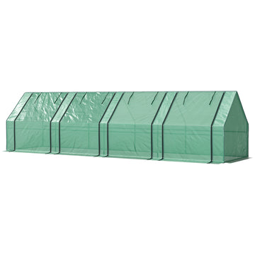 Portable Mini Greenhouse Tunnel Growing Tent Plants Flower Warm House w/ Zippered Roll-up Doors, Green