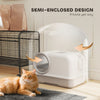 Cat Litter Box Easy Clean Drawer Odor Control Hooded Cat Litter Tray with Scoop White and Grey