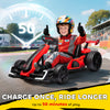 24V Electric Go Kart, Battery Powered Kids Drift Kart with Adjustable Seat, Seat Belt, Horn, Music, Light, Red