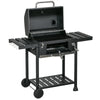 Charcoal BBQ Grill Smoker with Adjustable Charcoal Pan and Galvanised Steel Shell, Barbecue Grill Trolley with Storage