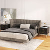 2 Pieces Nightstands with Storage, Modern Bedside Tables with 2 Fluted Drawers and Gold Legs for Bedroom, Black