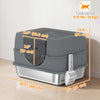 Stainless Steel Cat Litter Box with Lid, High Sided Enclosed Litter Box with Removable Lid, Tray, Scoop