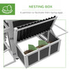 Wooden Chicken Coop, Rabbit Hutch with Large Run, Outdoor Poultry Cage with Nesting Box, Tray, Windows, Dark Grey